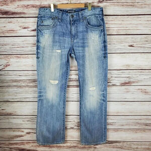 Affliction Premium Mens 34x32 Buckle Blake Distressed Straight Leg Jeans     #49
